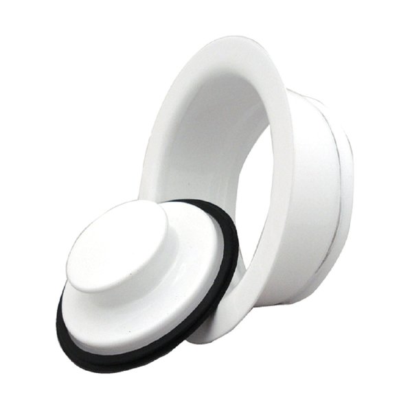 Mr. Scrappy White Sink Drain Flange and Stopper for 3-Bolt Mount Garbage Disposals 21-DSFS3-WH